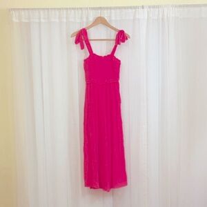 Altar'd State Vibrant Fuchsia Maxi Dress with Tie Shoulder Straps
